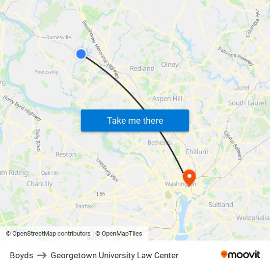 Boyds to Georgetown University Law Center map