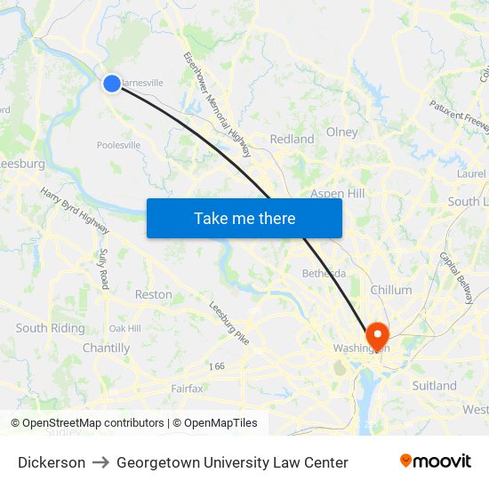 Dickerson to Georgetown University Law Center map