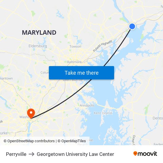 Perryville to Georgetown University Law Center map