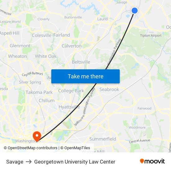 Savage to Georgetown University Law Center map