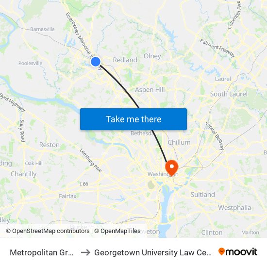 Metropolitan Grove to Georgetown University Law Center map