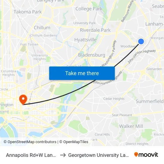 Annapolis Rd+W Lanham Dr to Georgetown University Law Center map