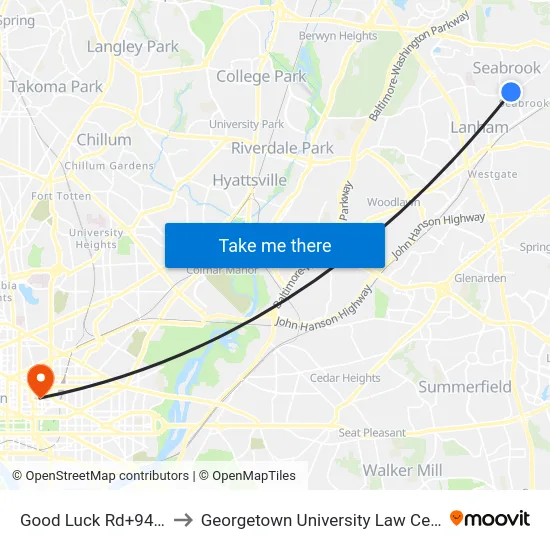 Good Luck Rd+94 Av to Georgetown University Law Center map