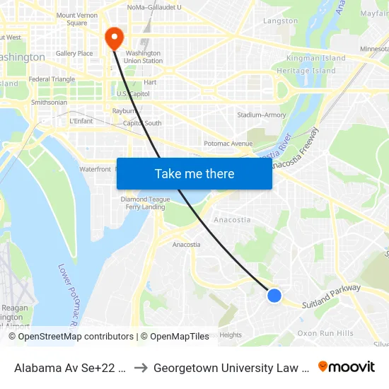 Alabama Av Se+22 St SE to Georgetown University Law Center map
