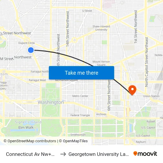 Connecticut Av Nw+N St NW to Georgetown University Law Center map