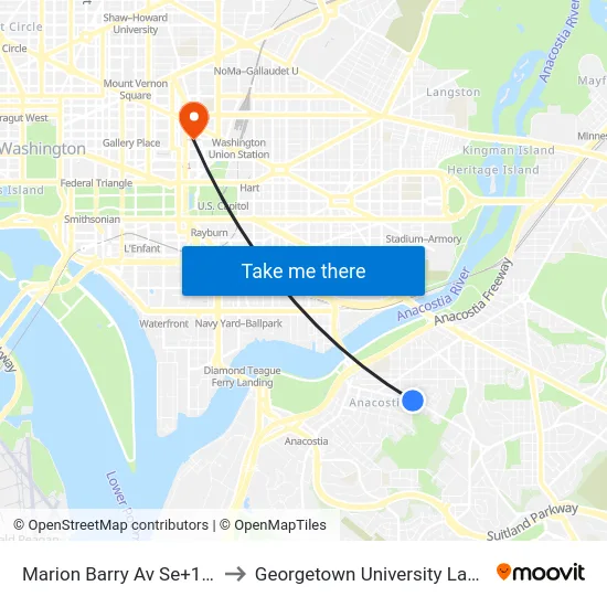 Marion Barry Av Se+18 St SE to Georgetown University Law Center map