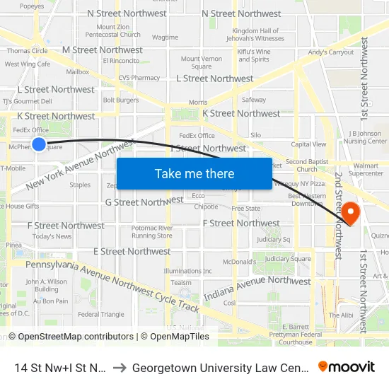 14 St Nw+I St NW to Georgetown University Law Center map