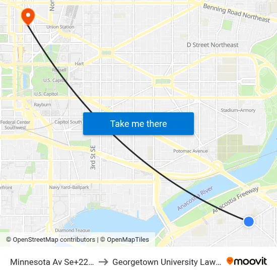 Minnesota Av Se+22 St SE to Georgetown University Law Center map