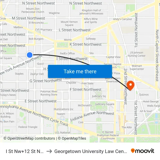I St Nw+12 St NW to Georgetown University Law Center map