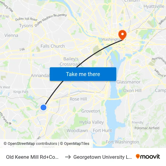 Old Keene Mill Rd+Commerce St to Georgetown University Law Center map