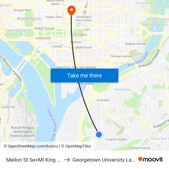Mellon St Se+Ml King Jr Av SE to Georgetown University Law Center map
