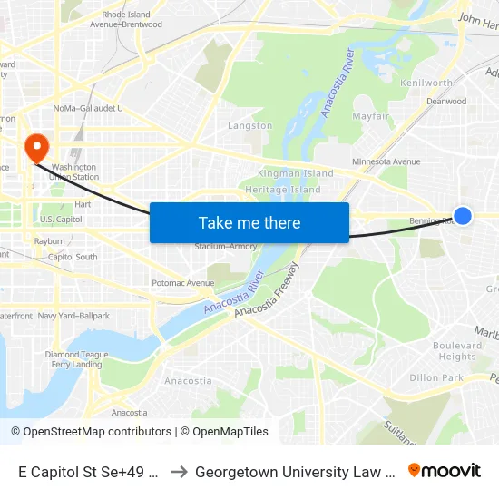 E Capitol St Se+49 St SE to Georgetown University Law Center map