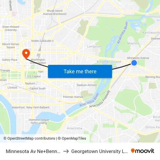 Minnesota Av Ne+Benning Rd NE to Georgetown University Law Center map