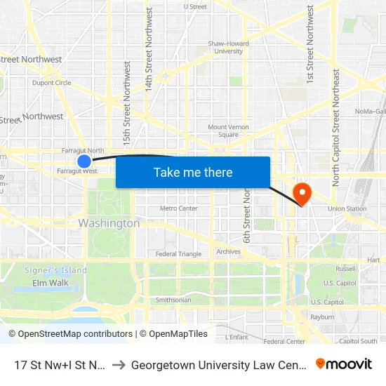 17 St Nw+I St NW to Georgetown University Law Center map