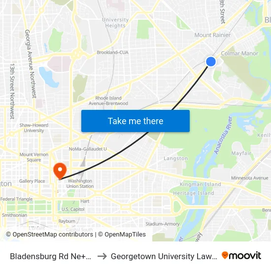 Bladensburg Rd Ne+#3174 to Georgetown University Law Center map
