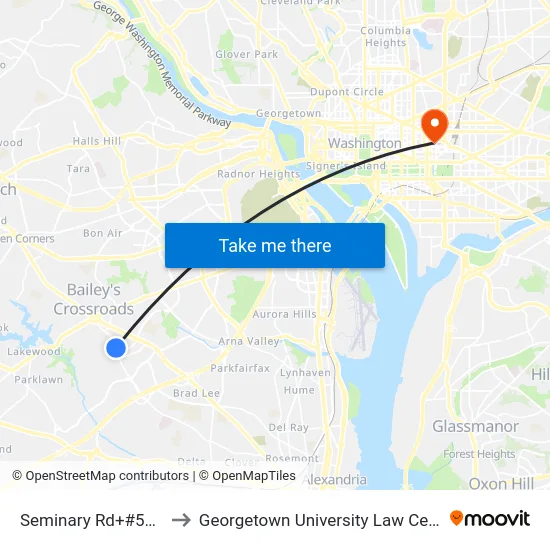 Seminary Rd+#5501 to Georgetown University Law Center map