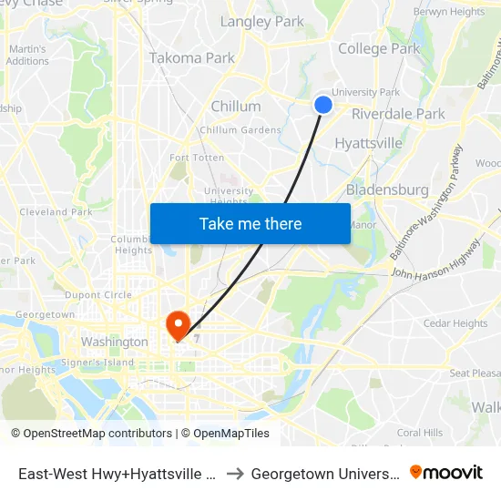 East-West Hwy+Hyattsville Crossing Entrance to Georgetown University Law Center map