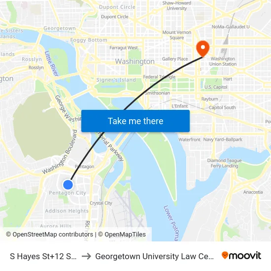 S Hayes St+12 St S to Georgetown University Law Center map