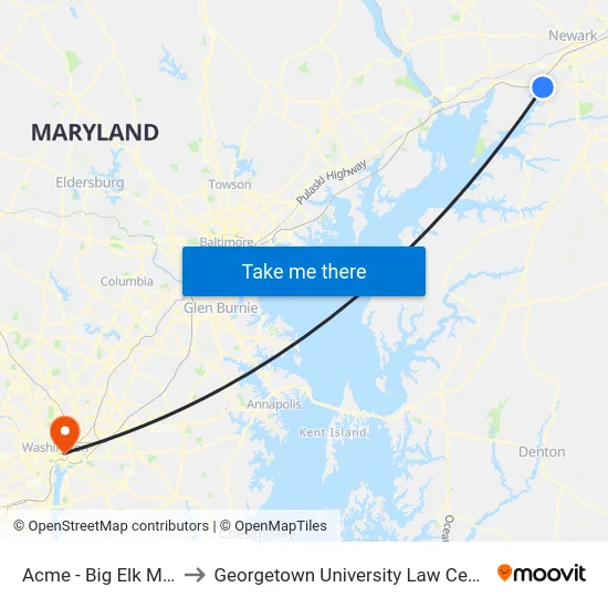 Acme - Big Elk Mall to Georgetown University Law Center map