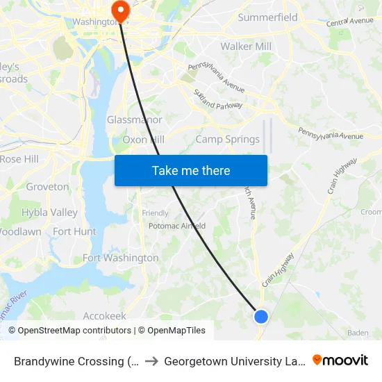 Brandywine Crossing (Costco) to Georgetown University Law Center map