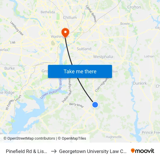 Pinefield Rd & Lisa Dr to Georgetown University Law Center map