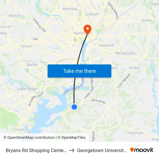 Bryans Rd Shopping Center (Indian Head) to Georgetown University Law Center map
