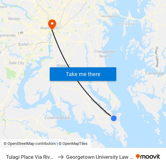 Tulagi Place Via River Bay to Georgetown University Law Center map