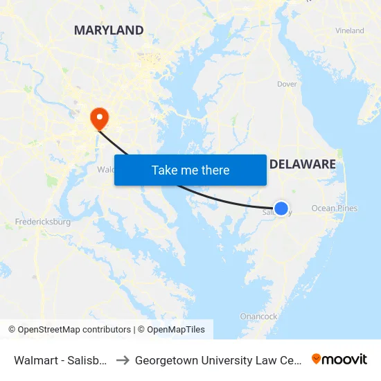 Walmart - Salisbury to Georgetown University Law Center map