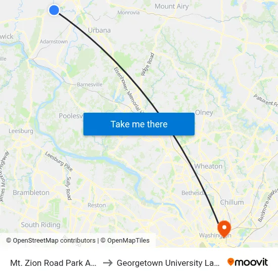 Mt. Zion Road Park And Ride to Georgetown University Law Center map