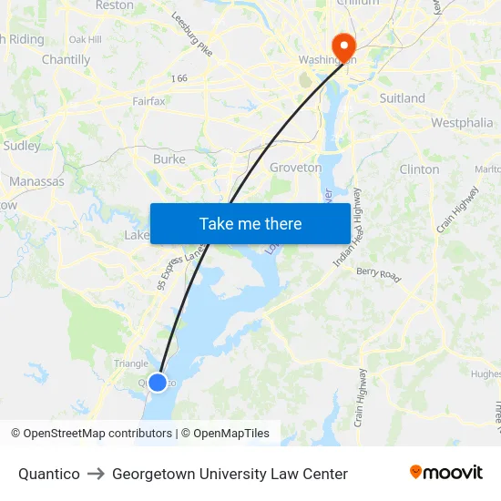 Quantico to Georgetown University Law Center map