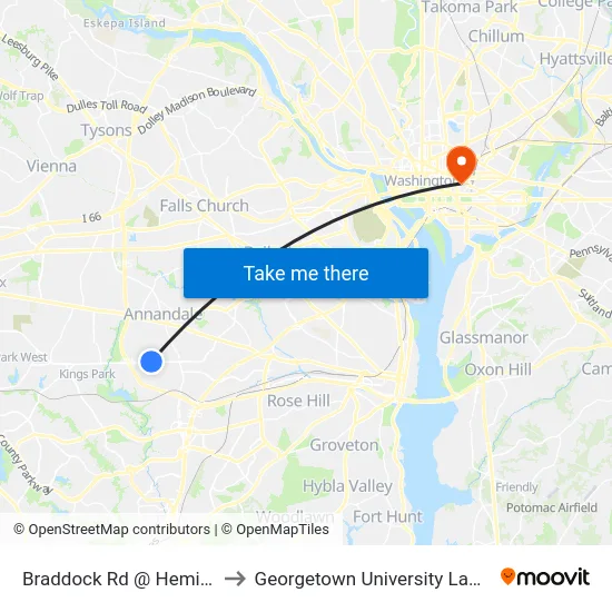 Braddock Rd @ Heming Ave to Georgetown University Law Center map