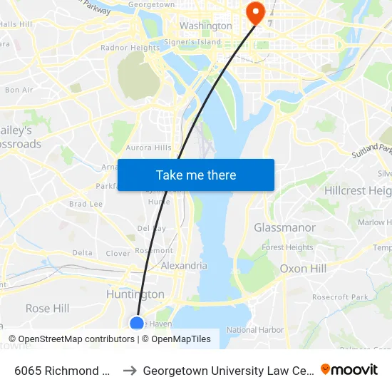 6065 Richmond Hwy to Georgetown University Law Center map