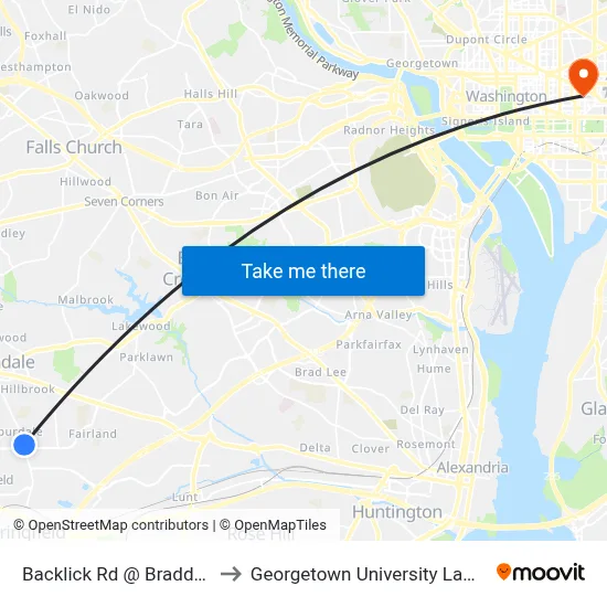 Backlick Rd @ Braddock Rd to Georgetown University Law Center map