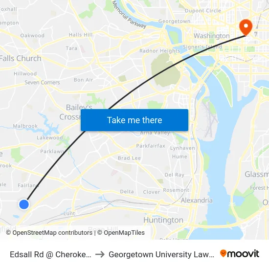 Edsall Rd @ Cherokee Ave to Georgetown University Law Center map