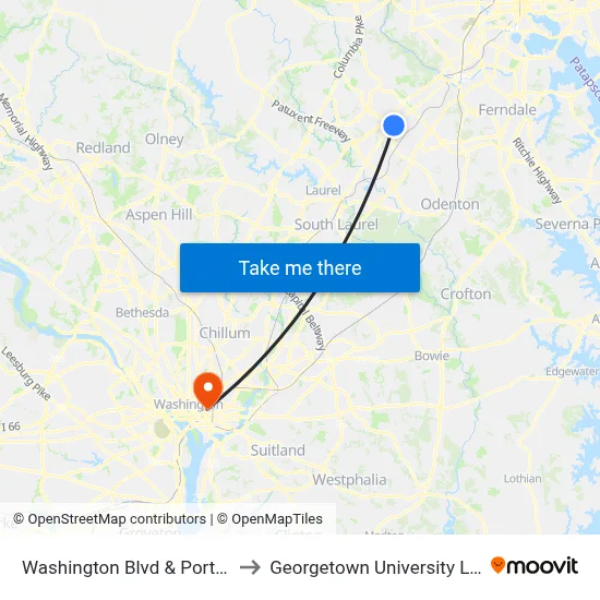 Washington Blvd & Port Capital Dr to Georgetown University Law Center map