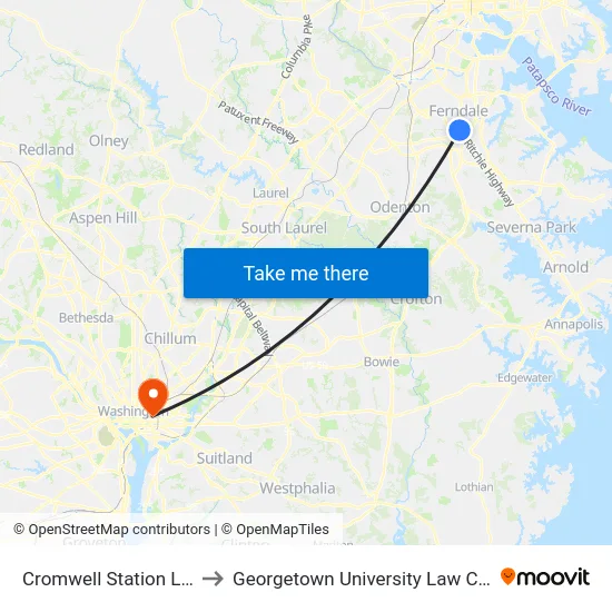 Cromwell Station Loop to Georgetown University Law Center map