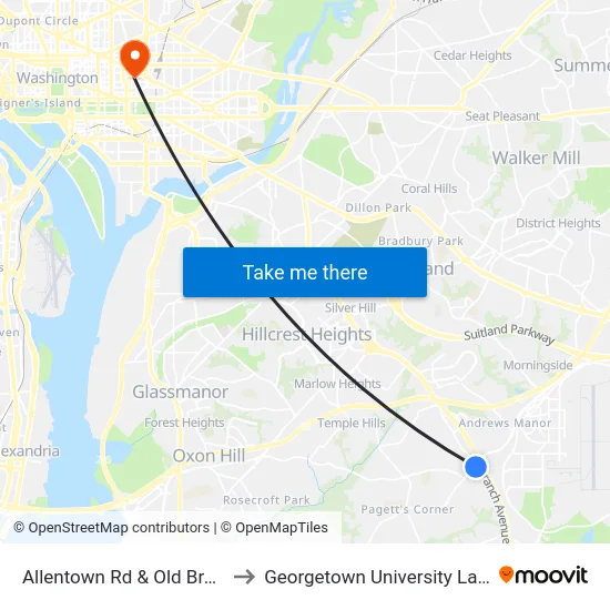 Allentown Rd & Old Branch Ave to Georgetown University Law Center map