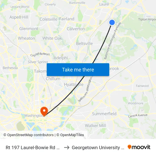 Rt 197 Laurel-Bowie Rd & Contee Rd to Georgetown University Law Center map