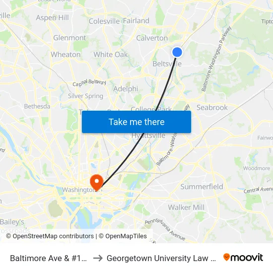 Baltimore Ave & #11712 to Georgetown University Law Center map