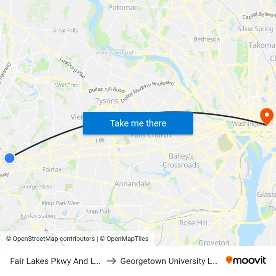 Fair Lakes Pkwy And Legato Rd to Georgetown University Law Center map