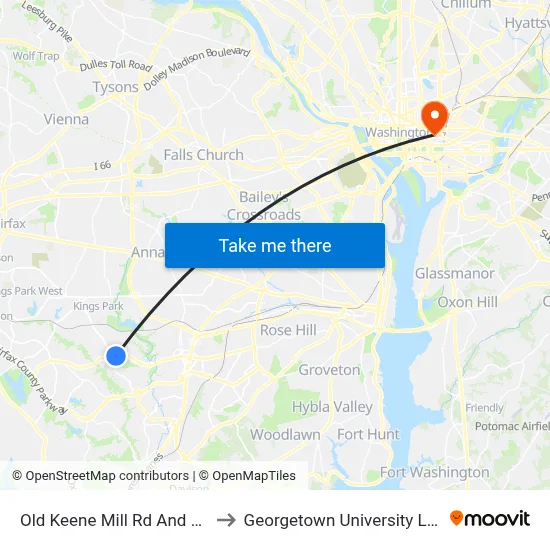 Old Keene Mill Rd And Rolling Rd to Georgetown University Law Center map
