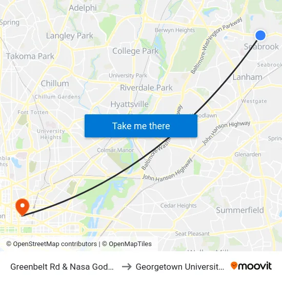 Greenbelt Rd & Nasa Goddard Main Gate to Georgetown University Law Center map