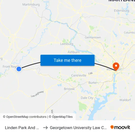 Linden Park And Ride to Georgetown University Law Center map