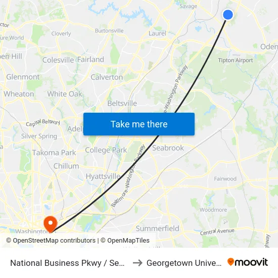 National Business Pkwy / Sentinel Way (Northbound) to Georgetown University Law Center map