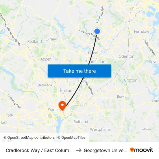 Cradlerock Way / East Columbia Library (Westbound) to Georgetown University Law Center map
