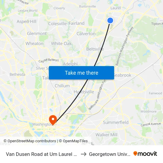 Van Dusen Road at Um Laurel Medical Center (Northbound) to Georgetown University Law Center map