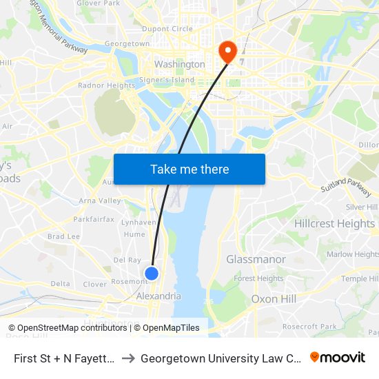 First St + N Fayette St to Georgetown University Law Center map