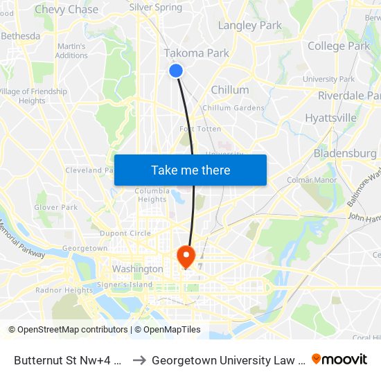 Butternut St Nw+4 St NW to Georgetown University Law Center map