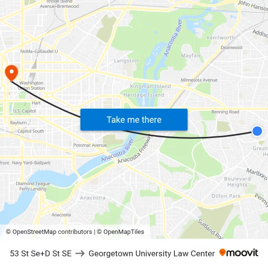 53 St Se+D St SE to Georgetown University Law Center map