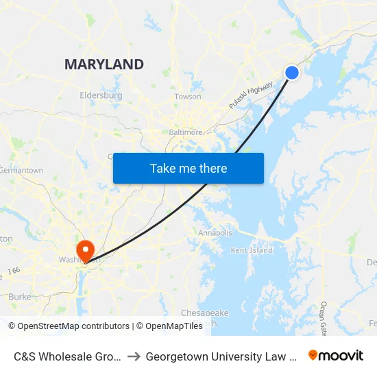 C&S Wholesale Grocers to Georgetown University Law Center map